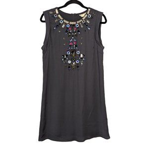 YUMI sleeveless colorful sequin beaded glittery dark gray summer mini dress 6‎ 8